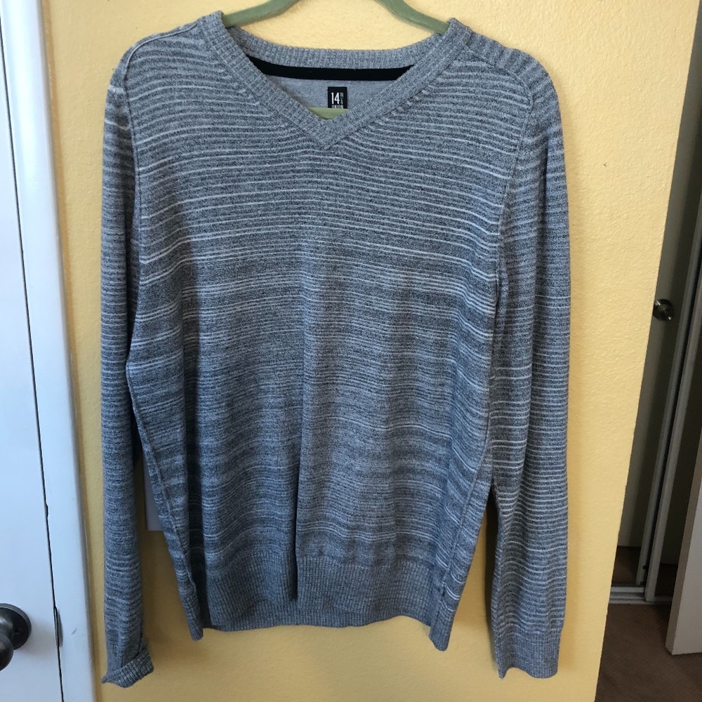 14TH & UNION MEN'S MEDIUM LONG-SLEEVE GRAY WHITE